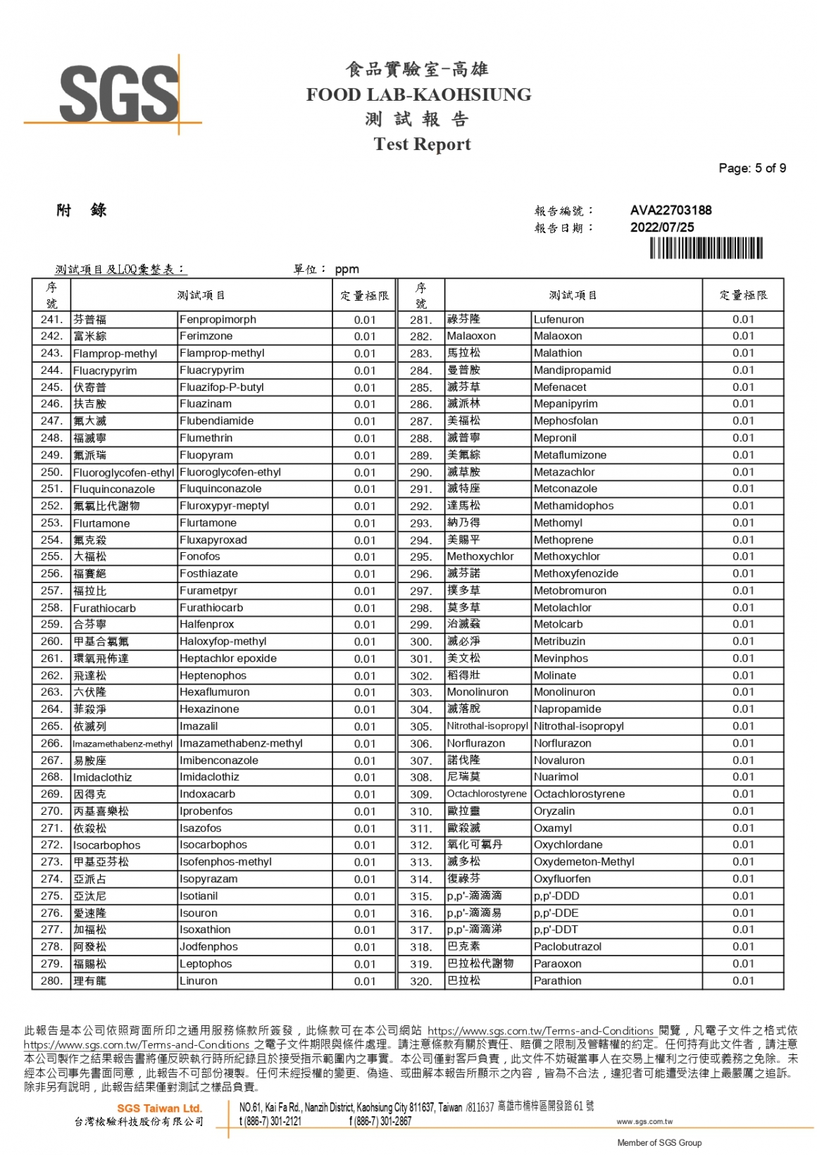 20220715-鈞安畜牧場(白蛋)-(禽畜農藥殘留407項)-SGS_page-0005